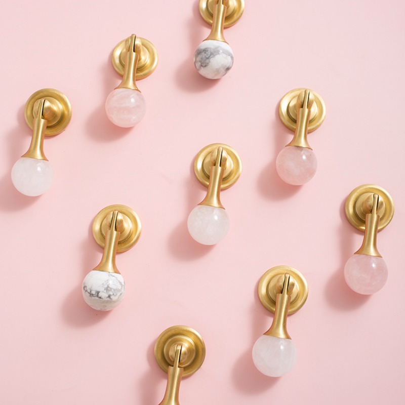 Furniture Hardware Drop Pulls - Weiße Kristallkugel + Messing Möbelgriffe Schrank