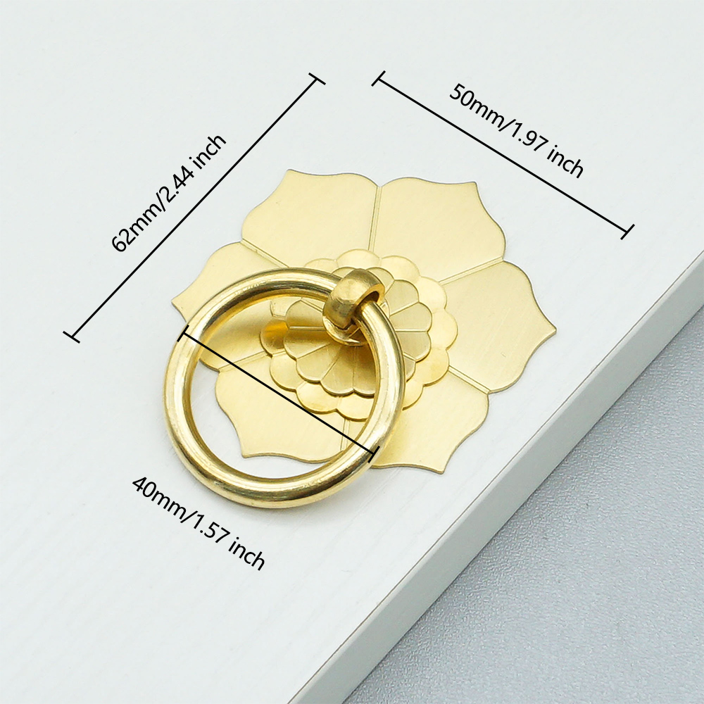 Furniture Hardware Drop Pulls - Florale Messing-Schranktürknöpfe, Tropfenring, Aufhänger, Ring –