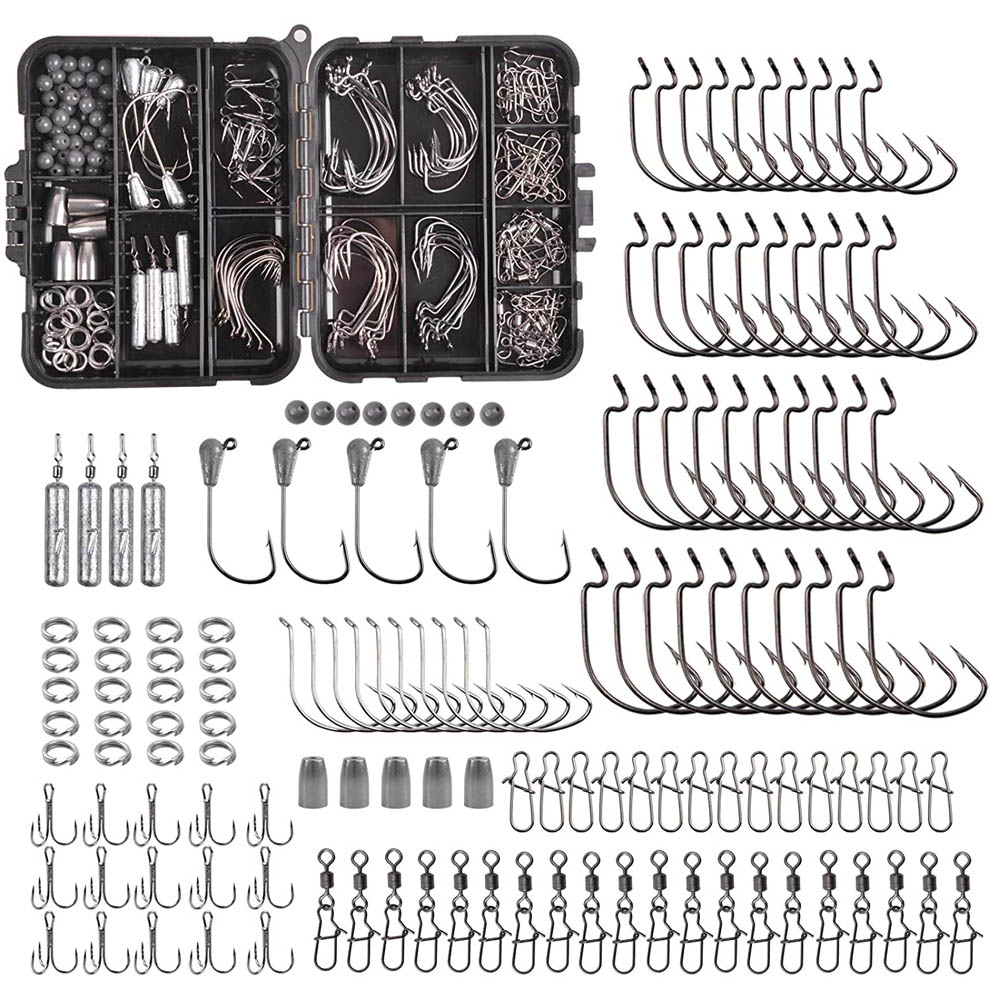 Furniture Hardware Jig - 166 Stück Angelgerät-Box inklusive Schneckenhaken, Jig-Kopfhaken,